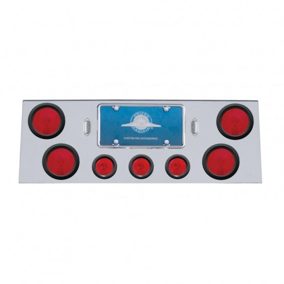 Stainless Rear Center Panel With 4X 4" Lights & 3X 2.5" Flat Lights & Grommets