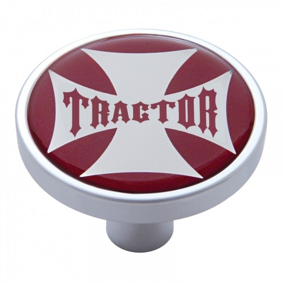 "Tractor" Short Air Valve Knob - Red Maltese Cross Sticker