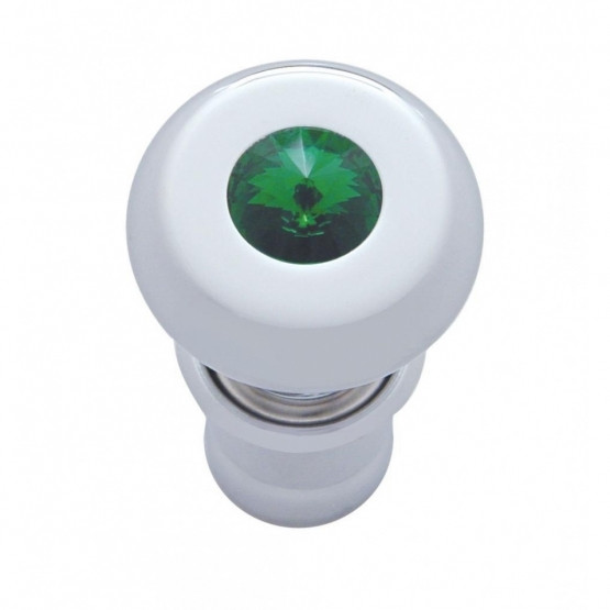 Chrome Deluxe Cigarette Lighter With Green Crystal