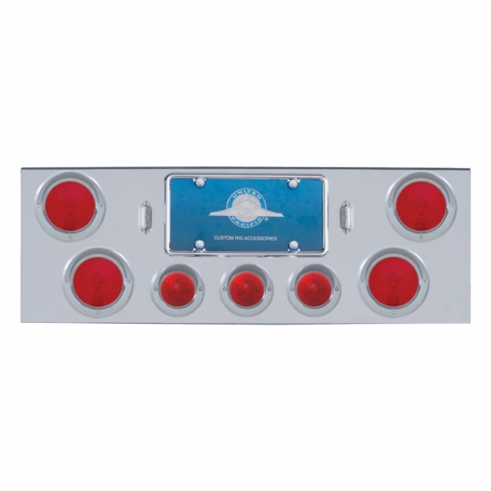 Chrome Rear Center Panel With Four 4" Lights & Three 2.5" Beehive Lights & Visors