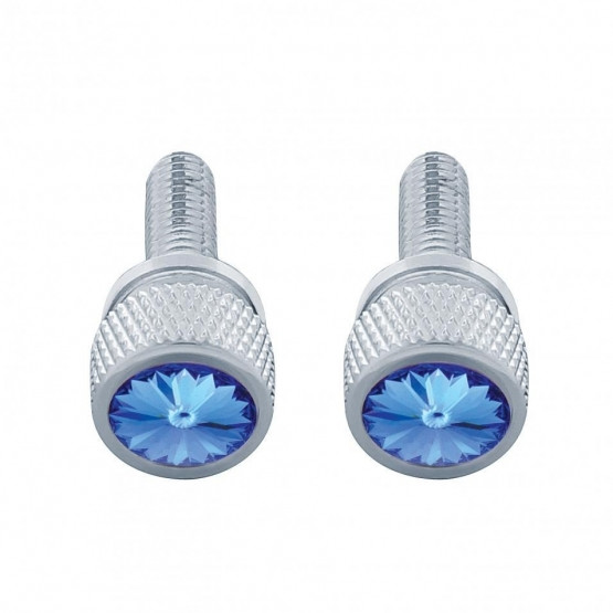 3/4" Short M6 Dash Screw With Crystal For Kenworth - Blue Crystal (2-Pack)