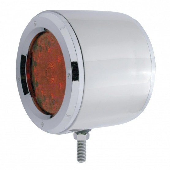 SS Double Face Light With 10 LED 4" Lights With Bezels - Amber & Red LED/Amber & Red Lens
