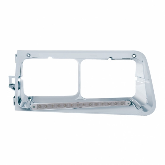 14 LED Headlight Bezel For 1989-2009 Freightliner FLD - Passenger - Amber LED/Clear Lens