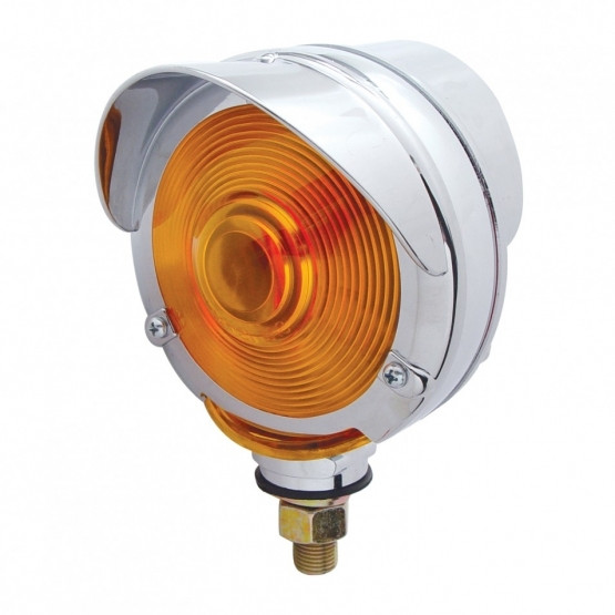 Double Face Turn Signal Light With Visor - Amber & Red Lens