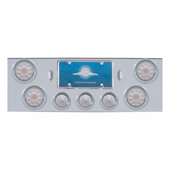 CR Rear Center Panel With 4X LED 4" Lights & 3X LED 2.5" Beehive Lights & Visors -Red LED/Clear Lens