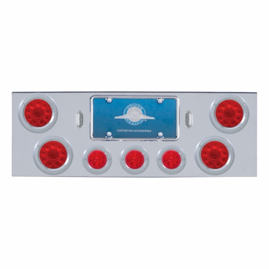CR Rear Center Panel With 4X 10 LED 4" Lights & 3X 13 LED 2.5" Beehive Lights & Bezel -Red LED & Lens