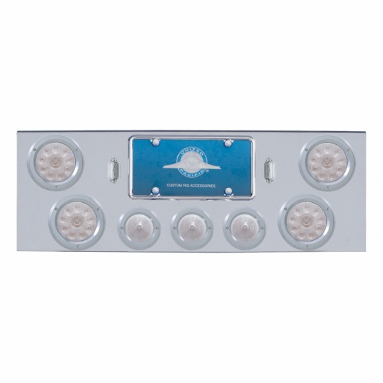 CR Rear Center Panel With 4X LED 4" Lights & 3X LED 2.5" Beehive Lights & Bezel -Red LED/Clear Lens