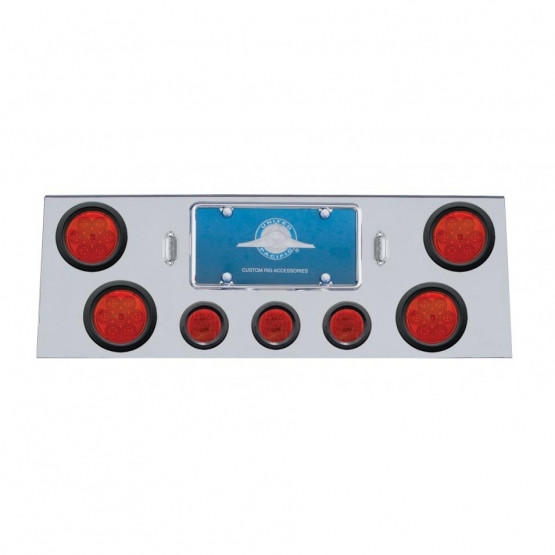 SS Rear Center Panel With 4X 7 LED 4" Reflector Lights & 3X 13 LED 2.5" Lights -Red LED & Lens