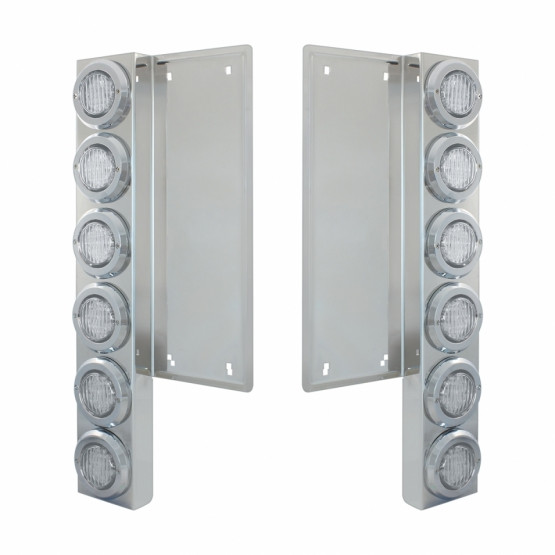 FL SS Front Air Cleaner Bracket W/12X 9 LED 2" Lights & Bezels -Amber LED/Clear Lens