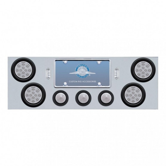 SS Rear Center Panel With 4X 12 LED 4" Reflector Light & 3X 13 LED 2.5" Beehive Light -Red LED/Clear Lens