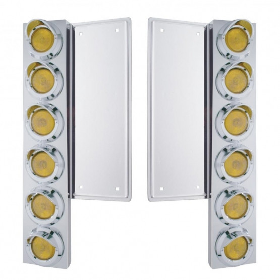 Front Air Cleaner Kit With Twelve 2" Flat Light & Visor For Freightliner