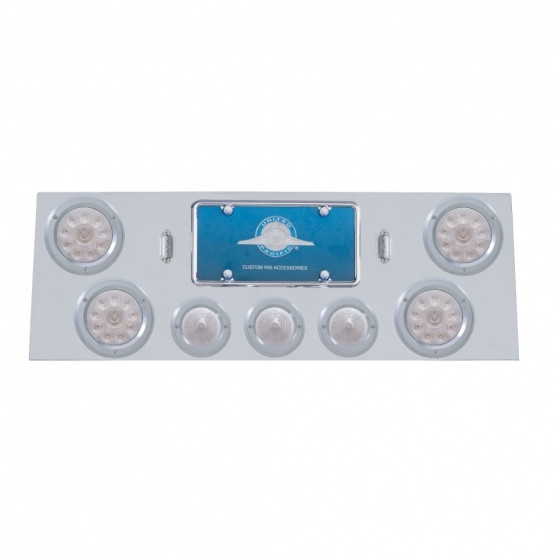 SS Rear Center Panel With 4X 10 LED 4" Light & 3X 13 LED 2.5" Beehive Light+Bezel-Red LED/Clear Lens