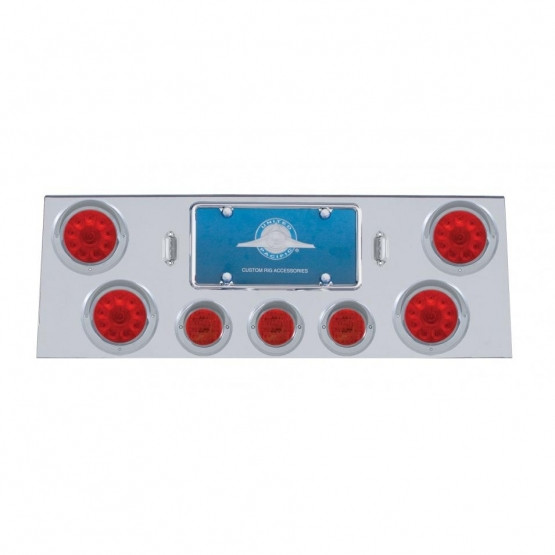 SS Rear Center Panel With 4X 10 LED 4" Lights & 3X 13 LED 2.5" Lights & Visors -Red LED & Lens