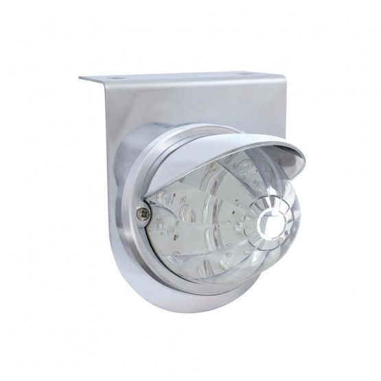 Stainless Light Bracket With 17 LED Dual Function Watermelon Light & Visor - Red LED/Clear Lens