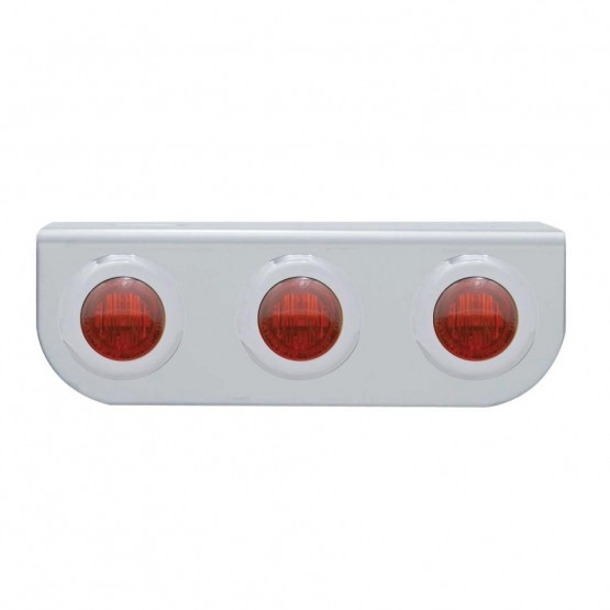 Stainless Light Bracket With 3X 3 LED 3/4" Mini Lights - Red LED/Red Lens