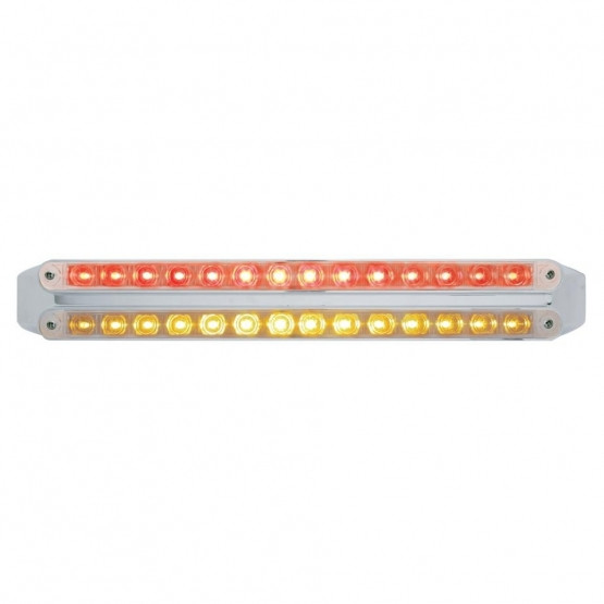 Dual 14 LED 12" Light Bars - Amber & Red LED/Clear Lens