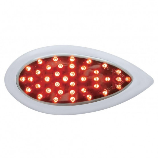39 LED "Teardrop" Auxiliary Light With Bezel - Red LED/Chrome Lens