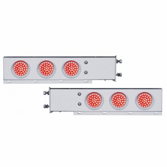 3-3/4" Bolt Pattern SS Spring Loaded Bar With 6X 36 LED 4" Lights & Visors -Red LED & Lens (Pair)