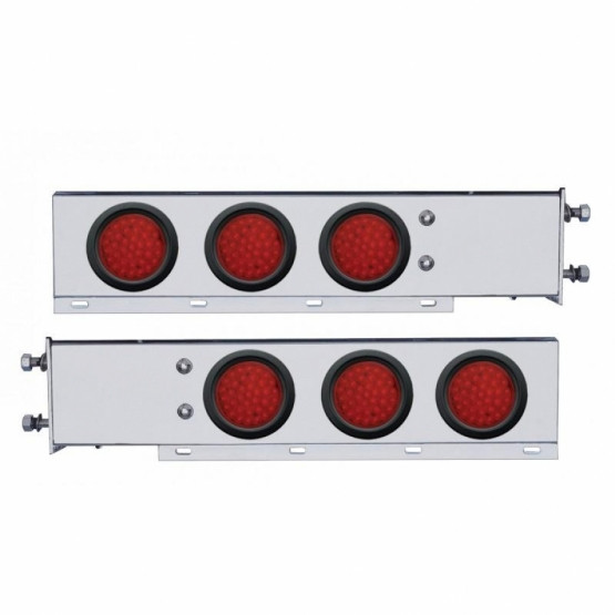 3-3/4" Bolt Pattern Deluxe SS Spring Loaded Bar W/6X 36 LED 4" Light -Red LED & Lens (Pair)