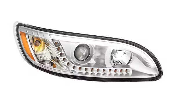 89450-GG Peterbilt 386 387 330 335 382 384 Chrome Headlight With LED DRL And Turn Signal - Driver