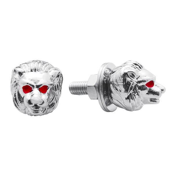 Chrome Lion Head License Plate Fastener (2-Pack)