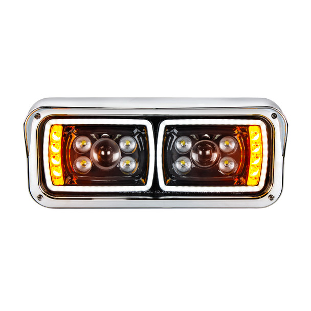 35825-UP  10 High Power LED "Blackout" Projection Headlight With LED Turn Signal & Position Light Bar - Driver
