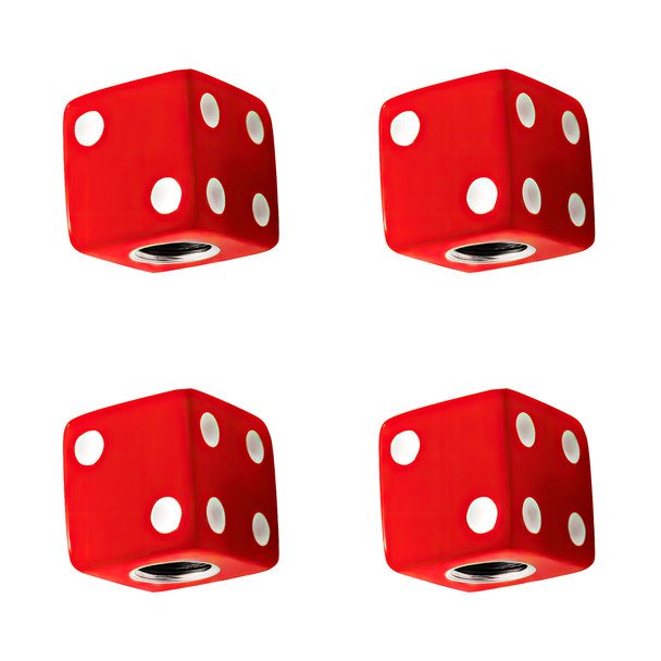 Red Dice Valve Caps With White Dots (Set of 4)