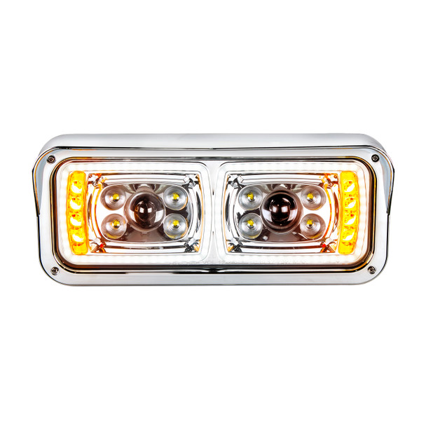 35823-UP 10 High Power LED "Chrome" Projection Headlight With LED Turn Signal & Position Light Bar - Driver