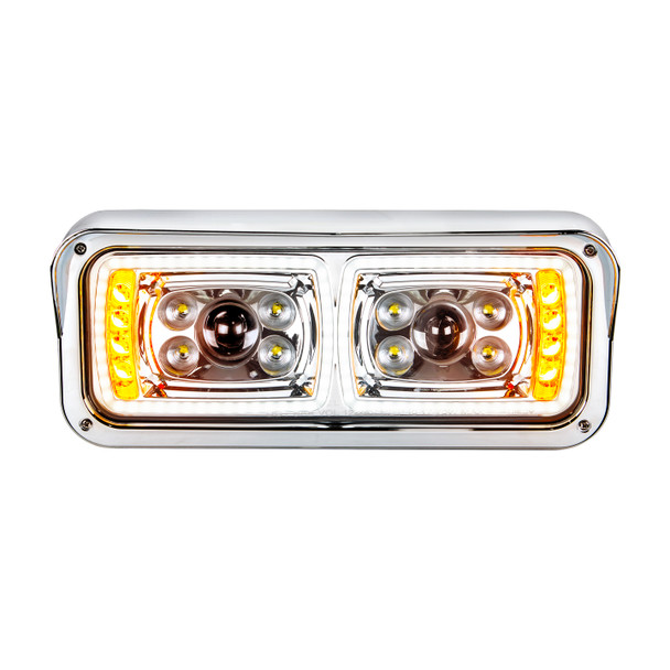 35824-UP 10 High Power LED "Chrome" Projection Headlight With LED Turn Signal & Position Light Bar - Passenger