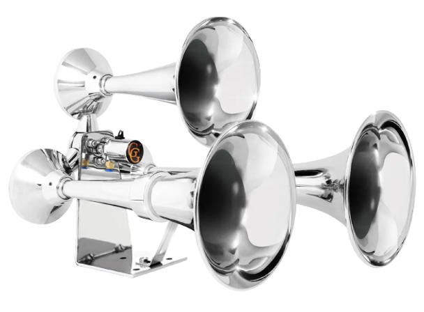 69991-GG  Heavy duty chrome train horn with true train horn sound at 140+ decibels