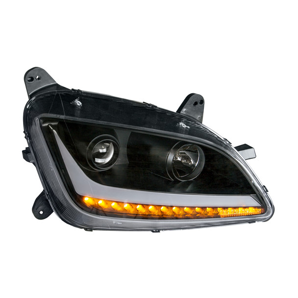 BLACK PROJECTION HEADLIGHT WITH LED POSITION & SIGNAL FOR 2012-2021 PETERBILT 579- PASSENGER