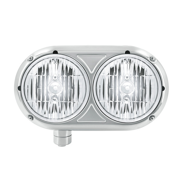 HEADLIGHT ASSEMBLY WITH CRYSTAL HALOGEN BULBS & 304 SS HOUSING FOR PETERBILT 359- DRIVER