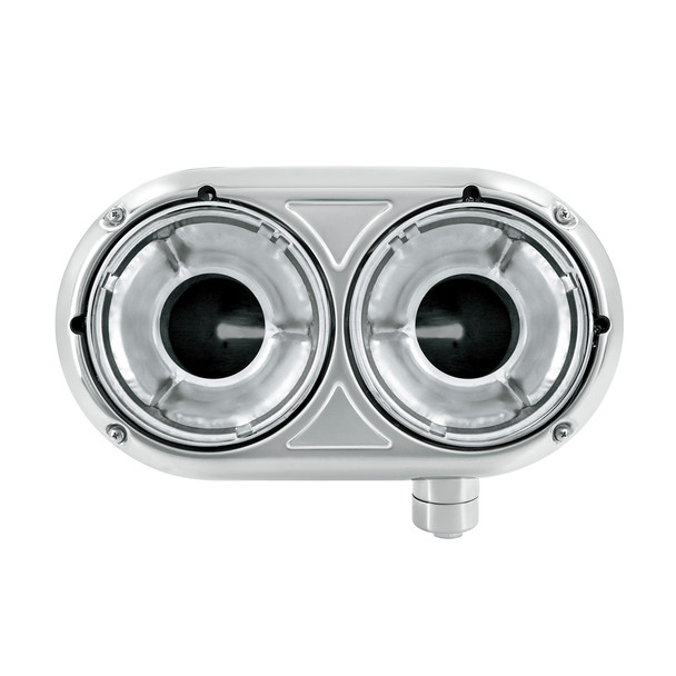 304 STAINLESS DUAL HEADLIGHT HOUSING WITH INNER LAMP BUCKET FOR PETERBILT 359 - PASSENGER
