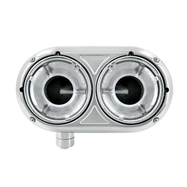 304 STAINLESS DUAL HEADLIGHT HOUSING WITH INNER LAMP BUCKET FOR PETERBILT 359 - DRIVER