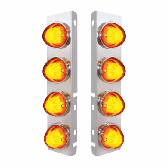 SS FRONT AIR CLEANER BRACKET WITH 8X 9 AMBER LED WATERMELON GLOLIGHT FOR PB TRUCKS -AMBER LENS