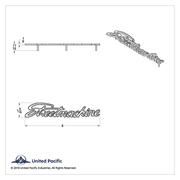 Chrome "Street Machine" Script Emblem With Stud