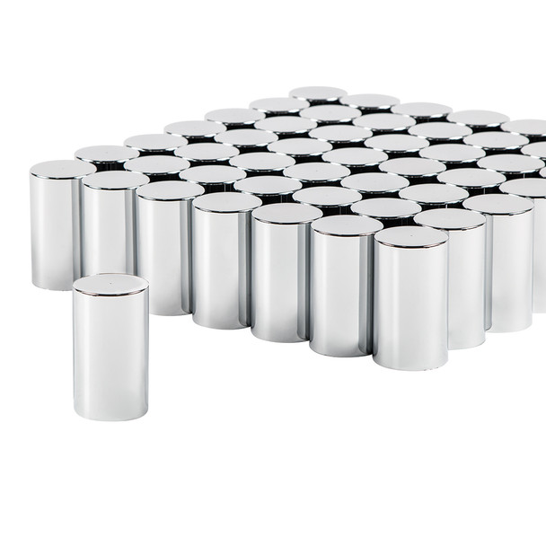 33mm x 3-1/2" Chrome Plastic Cylinder Nut Covers - Thread-On (Color Box of 60)