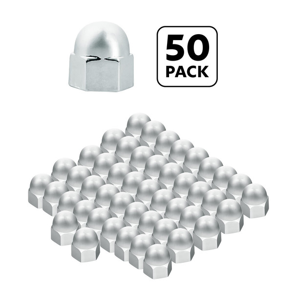 7/16" X 5/8" Chrome Die-Cast Acorn Nut Cover (50 pcs/Bag)