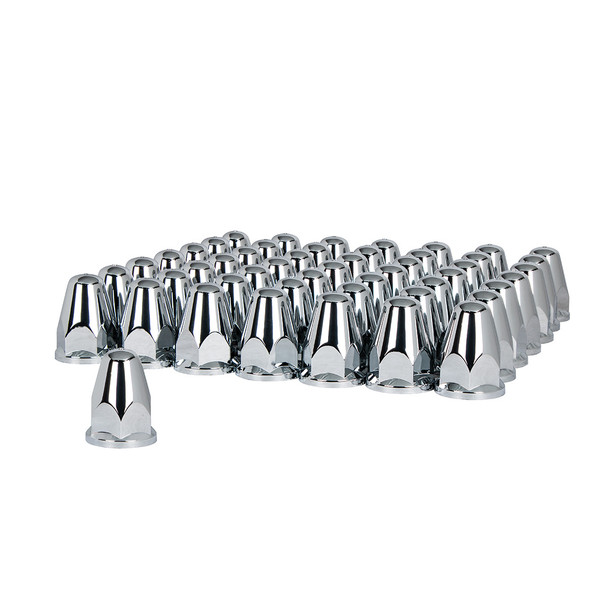 33mm X 2-5/8" Chrome Plastic Bullet Nut Covers With Flange - Push-On (60-Pack)