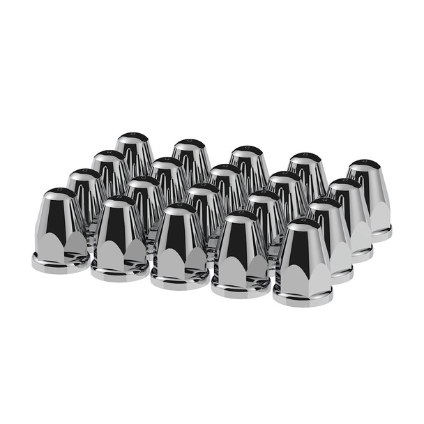 33mm X 2-5/8" Chrome Plastic Bullet Nut Covers With Flange - Push-On (Box of 20)
