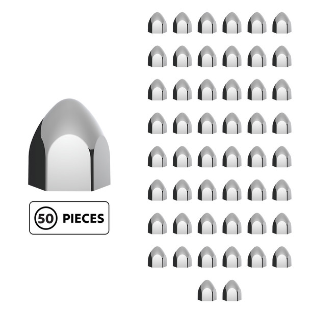 3/4" X 1 3/8" Chrome Plastic Bullet Nut Cover - Push-On (50-Pack)
