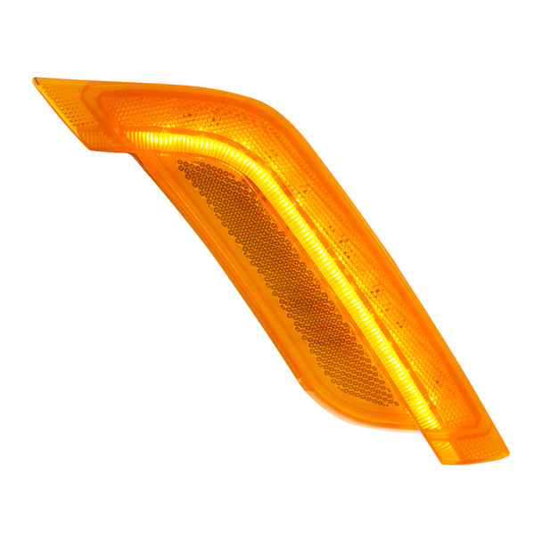 36396-UP 12 AMBER LED FENDER TURN SIGNAL LIGHT FOR PETERBILT 579 (2014-2019) & 587 (2011-2019)- PASSENGER, AMBER LENS