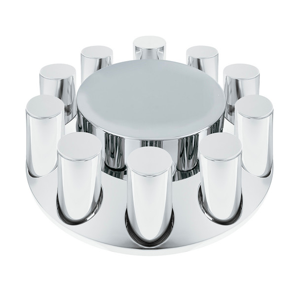 Chrome Plastic Flat Top Front Axle Cover With 33mm Standard Thread-On Tall Cylinder Nut Covers