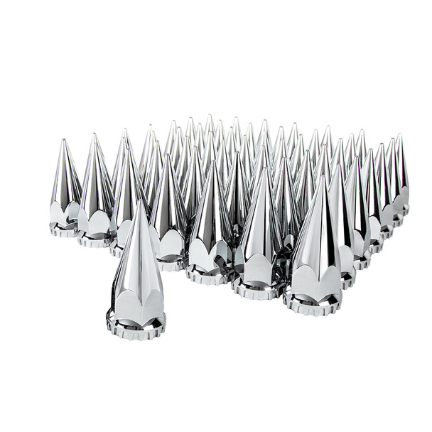 33mm X 4-3/4" Chrome Super Spike Nut Covers - Thread-On (60-Pack)