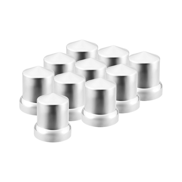 33mm x 2-1/4" Chrome Plastic Pointed Nut Covers - Push-On With Flange (Color Box of 10)