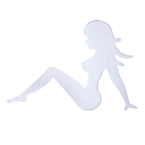 3" X 4-1/2" Chrome Sitting Lady Cutout - Facing Left