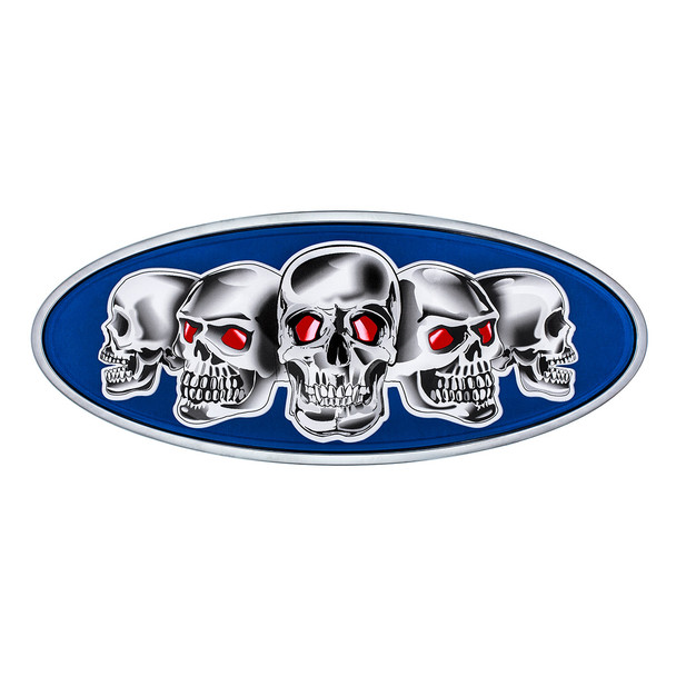 Chrome Die Cast Skull Emblem - Blue