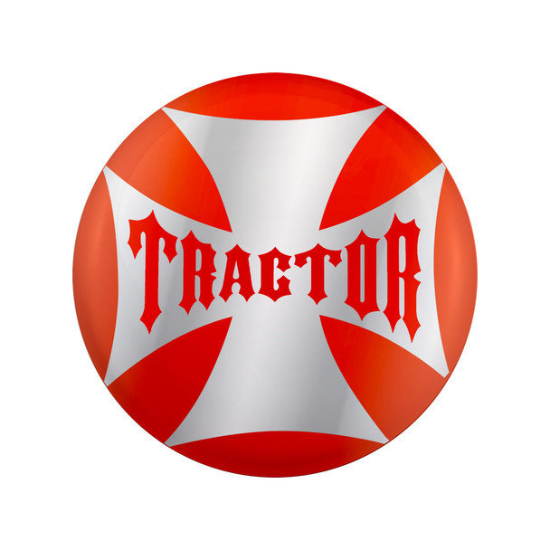 "Tractor" Maltese Cross Air Valve Knob Candy Color Sticker - Cadmium Orange