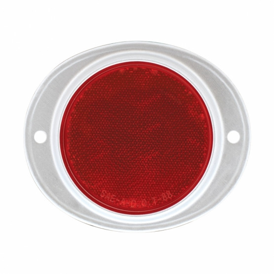 3-3/16" Round Reflector With Aluminum Mount Base - Red