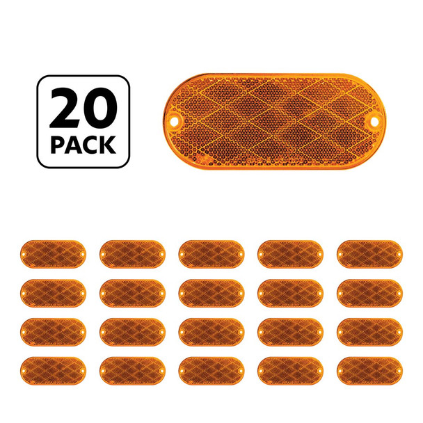 4" X 2" Oval Quick Mount Reflector - Amber (20 Pcs)